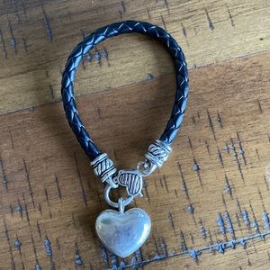 Braided Leather Heart Bracelet